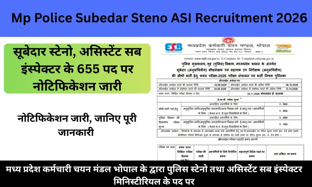 Mp Police Subedar Steno ASI Recruitment 2026