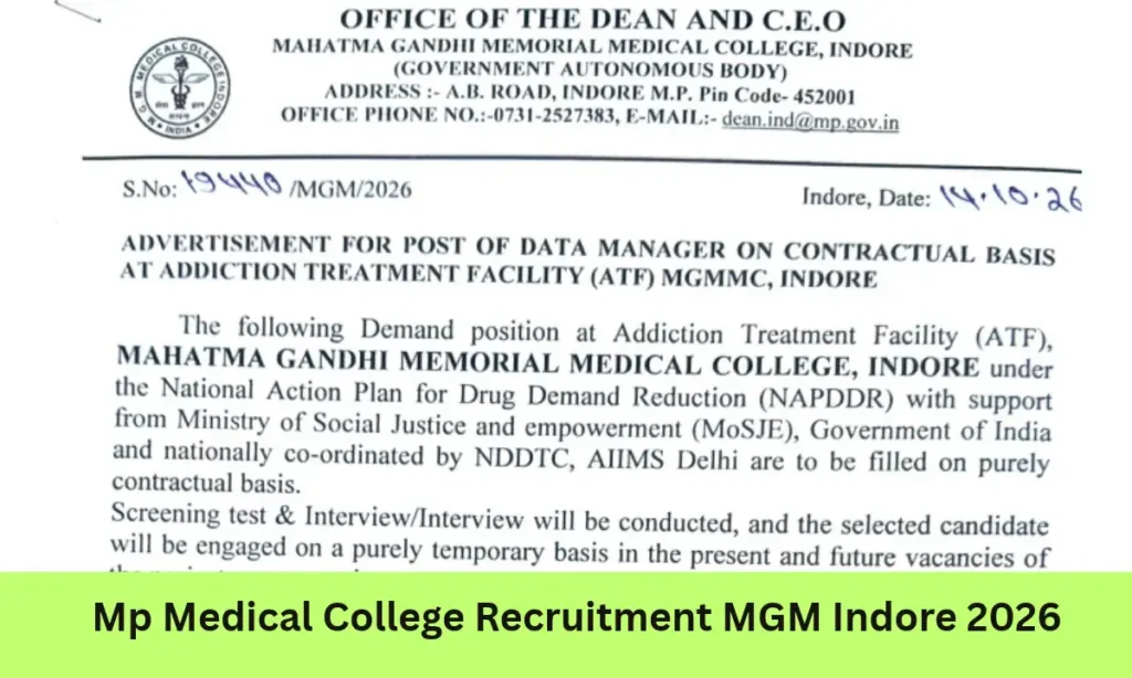Mp Medical College Recruitment MGM Indore 2026